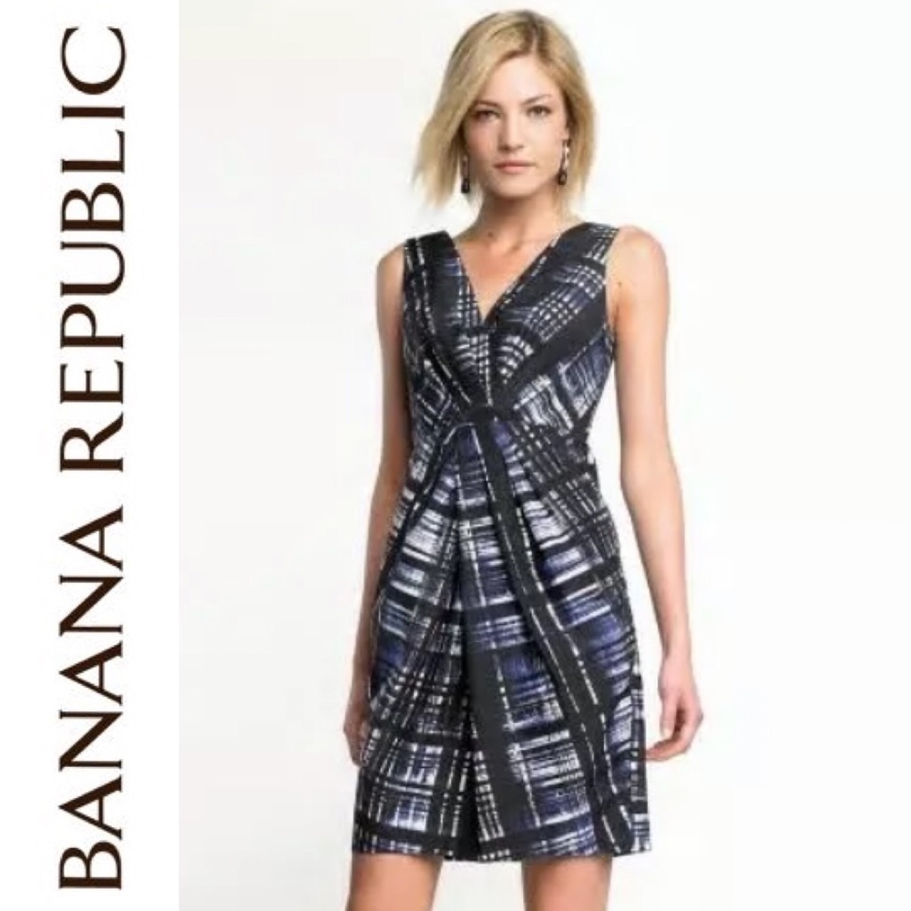 Banana Republic Cotton & Silk Plaid Print Dress